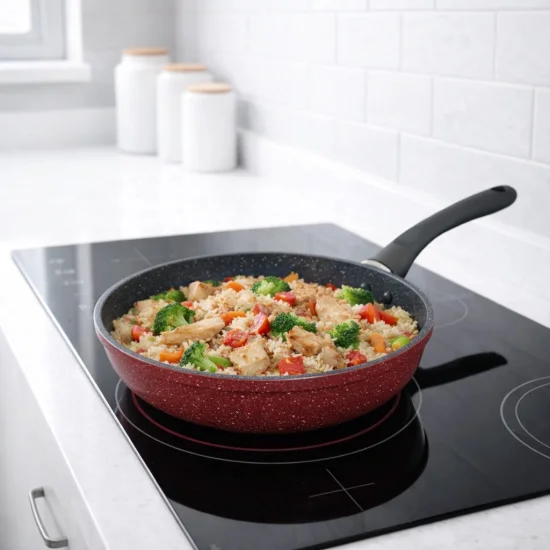 Промо комплект Rosberg – Газов котлон RP51454GA (30 mbar) + дълбок тиган 26 см с мраморно покритие