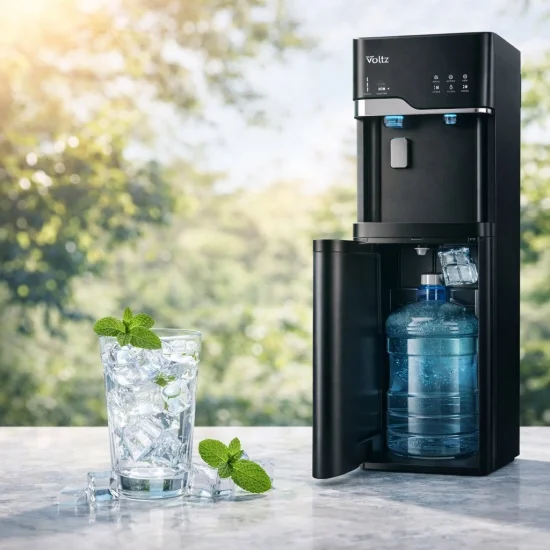 Диспенсър с ледогенератор Oliver Voltz OV51449G, 120-420W\10°-90°C, долно зареждане, с компресорно охлаждане, Черен