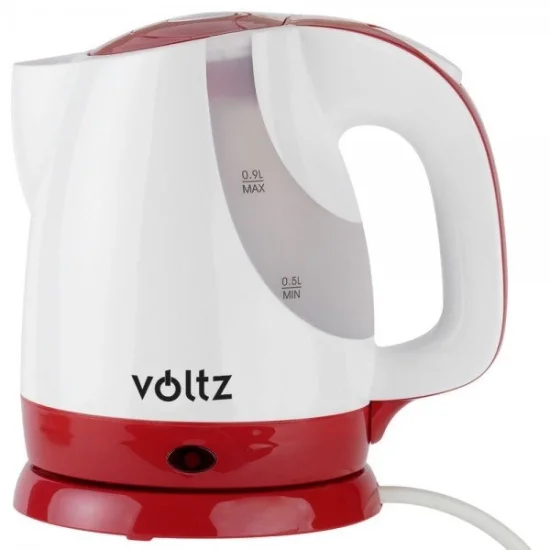 Ел. кана Oliver Voltz OV51230F, 1300W, 0.9 литра, Безжична, Бялa/Червенa