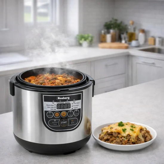 Комплект 1+1: Мултикукър Rosberg R51985E5 5L / 780W + Air Fryer Silver Crest Extra Large 8L / 2400W